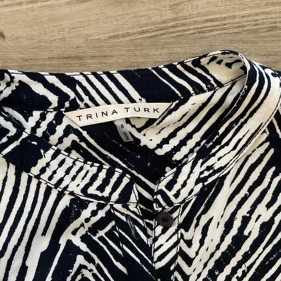 Trina Turk Zandra Indigo Navy Blue White Jumpsuit Pockets  Women's Size 8 - Picture 3 of 4